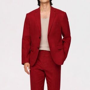 H&M Men’s Red Slim Fit Linen-blend Formal Matching Suit & Pants Set 38R / 32R